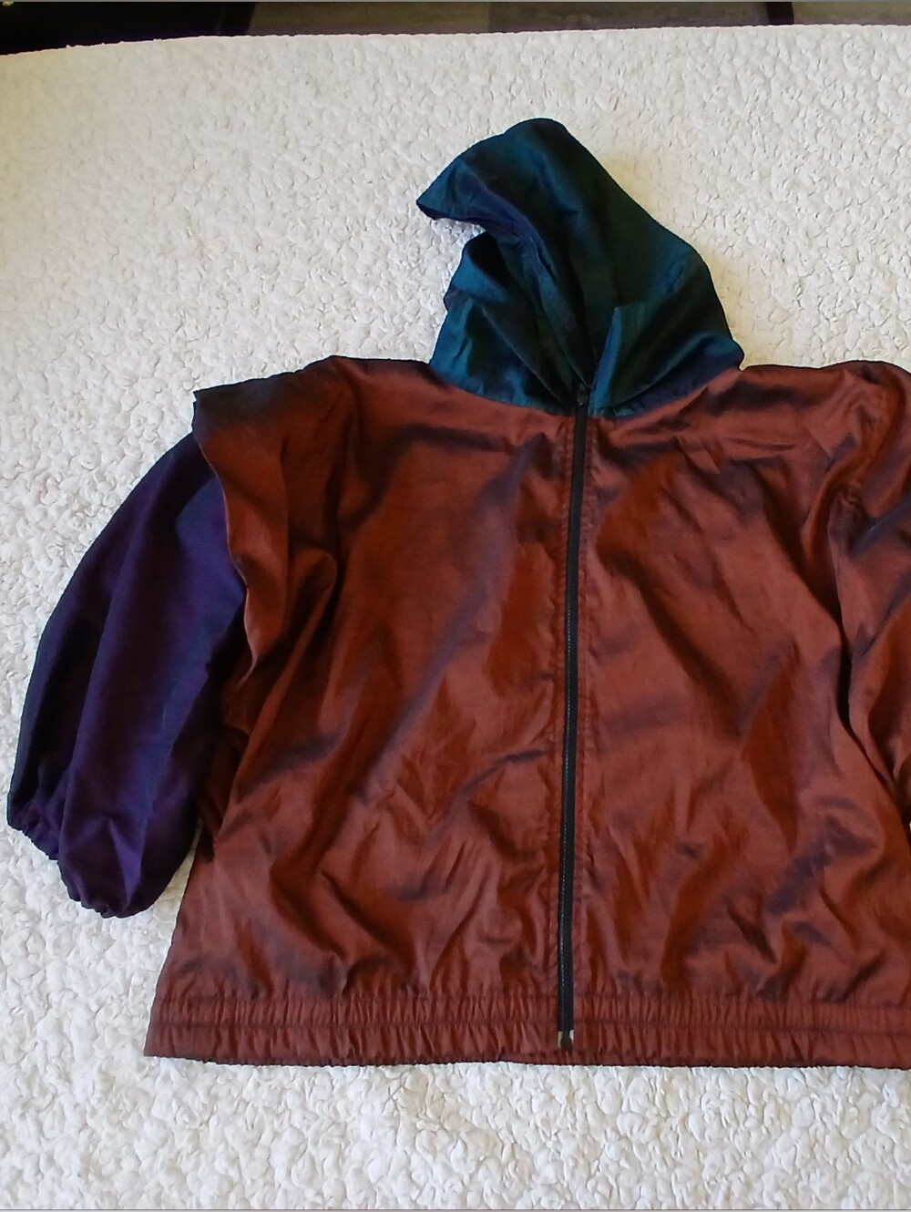 Vintage Kaos Jacket Adult Medium Iridescent Purple Blue Green Hooded USA